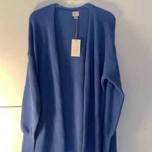 A NEW DAY Ladies Long Open Front Lightweight Blue Sweater NWT